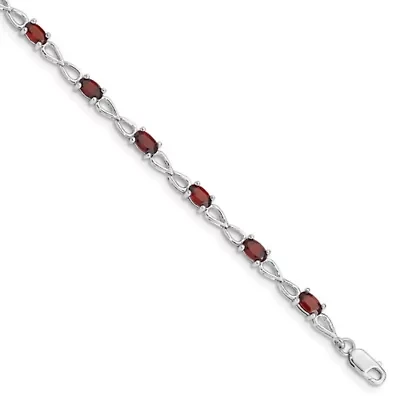3.74 ct. t.w. Garnet Bracelet in Rhodium-plated Sterling Silver