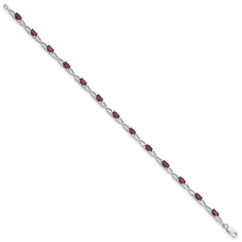 3.74 ct. t.w. Garnet Bracelet in Rhodium-plated Sterling Silver