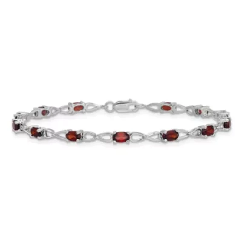3.74 ct. t.w. Garnet Bracelet in Rhodium-plated Sterling Silver