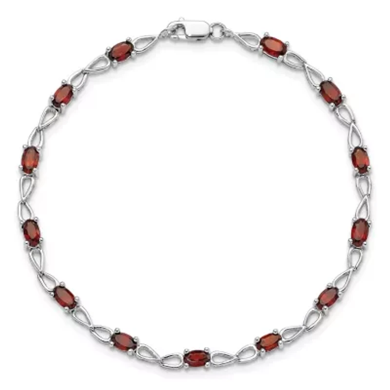 3.74 ct. t.w. Garnet Bracelet in Rhodium-plated Sterling Silver