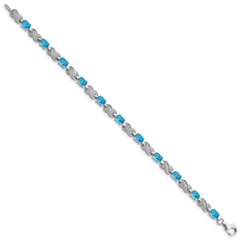 5.7 ct. t.w. Blue Topaz Bracelet in Rhodium-plated Sterling Silver