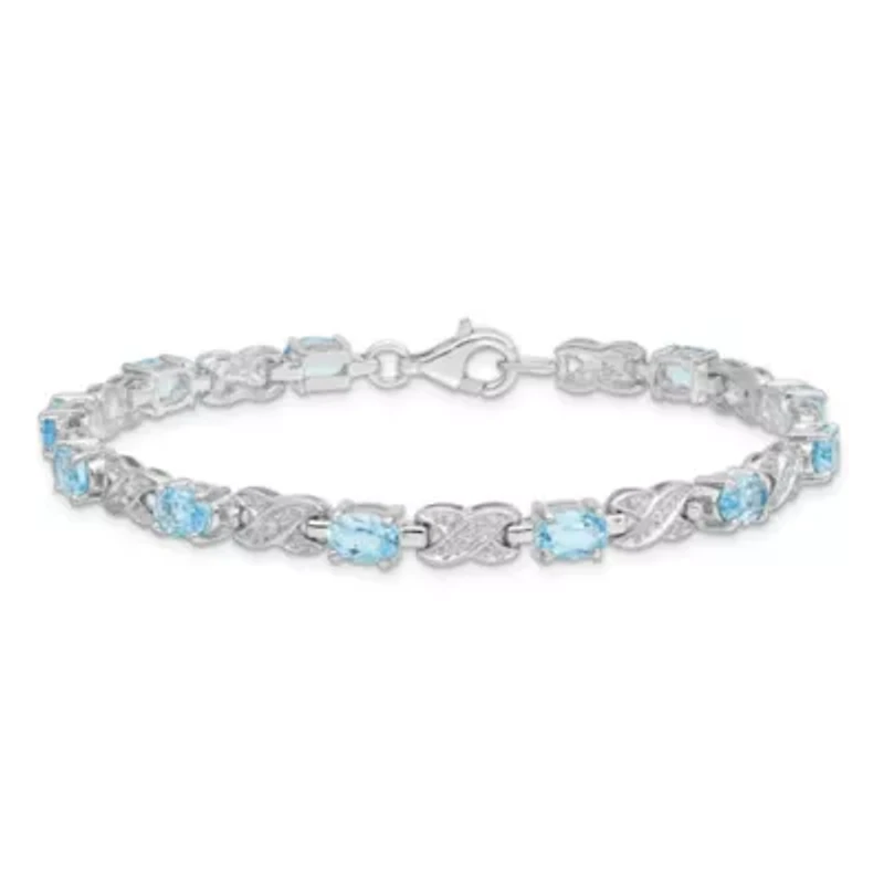 5.7 ct. t.w. Blue Topaz Bracelet in Rhodium-plated Sterling Silver