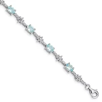7/8 ct. t.w. Aquamarine and Diamond Accent Bracelet in Rhodium-plated Sterling Silver