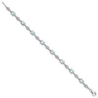 7/8 ct. t.w. Aquamarine and Diamond Accent Bracelet in Rhodium-plated Sterling Silver