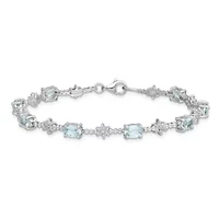 7/8 ct. t.w. Aquamarine and Diamond Accent Bracelet in Rhodium-plated Sterling Silver