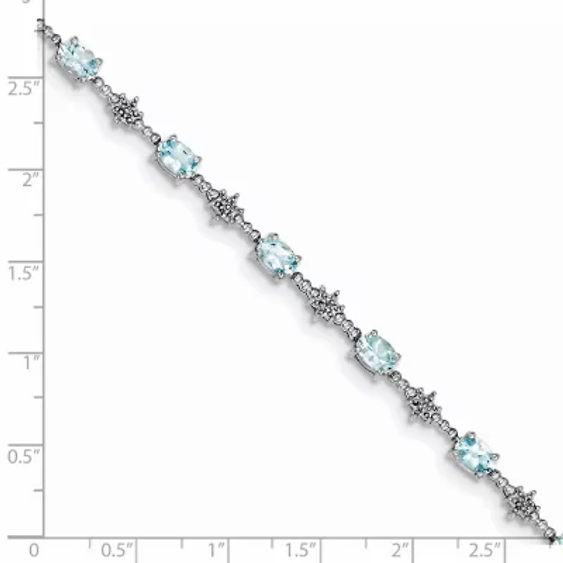7/8 ct. t.w. Aquamarine and Diamond Accent Bracelet in Rhodium-plated Sterling Silver