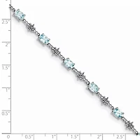 7/8 ct. t.w. Aquamarine and Diamond Accent Bracelet in Rhodium-plated Sterling Silver