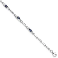 1.58 ct. t.w. Sapphire and 0.01 ct. t.w. Diamond Bracelet in Rhodium-plated Sterling Silver