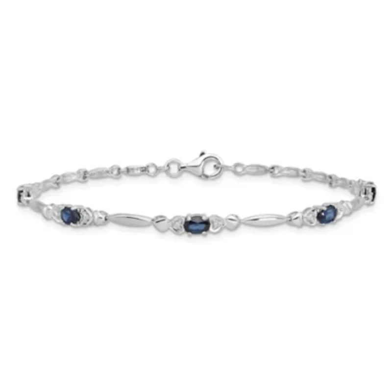 1.58 ct. t.w. Sapphire and 0.01 ct. t.w. Diamond Bracelet in Rhodium-plated Sterling Silver