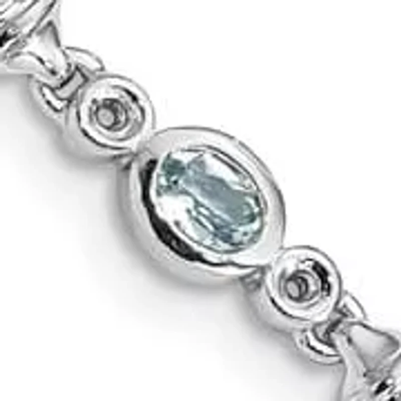 1.14 ct. t.w. Aquamarine and Diamond Accent Bracelet in Rhodium-plated Sterling Silver