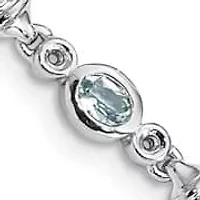 1.14 ct. t.w. Aquamarine and Diamond Accent Bracelet in Rhodium-plated Sterling Silver