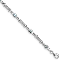 1.14 ct. t.w. Aquamarine and Diamond Accent Bracelet in Rhodium-plated Sterling Silver