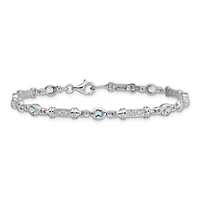 1.14 ct. t.w. Aquamarine and Diamond Accent Bracelet in Rhodium-plated Sterling Silver