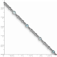 1.14 ct. t.w. Aquamarine and Diamond Accent Bracelet in Rhodium-plated Sterling Silver