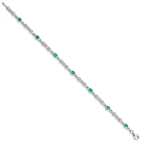 1.127 ct. t.w. Emerald and 0.07 ct. t.w. Diamond Bracelet in Rhodium-plated Sterling Silver