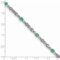 1.127 ct. t.w. Emerald and 0.07 ct. t.w. Diamond Bracelet in Rhodium-plated Sterling Silver