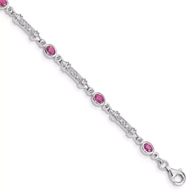 1.01 ct. t.w. Pink Tourmaline and 0.07 ct. t.w. Diamond Bracelet in Rhodium-plated Sterling Silver