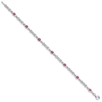 1.01 ct. t.w. Pink Tourmaline and 0.07 ct. t.w. Diamond Bracelet in Rhodium-plated Sterling Silver