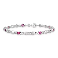 1.01 ct. t.w. Pink Tourmaline and 0.07 ct. t.w. Diamond Bracelet in Rhodium-plated Sterling Silver