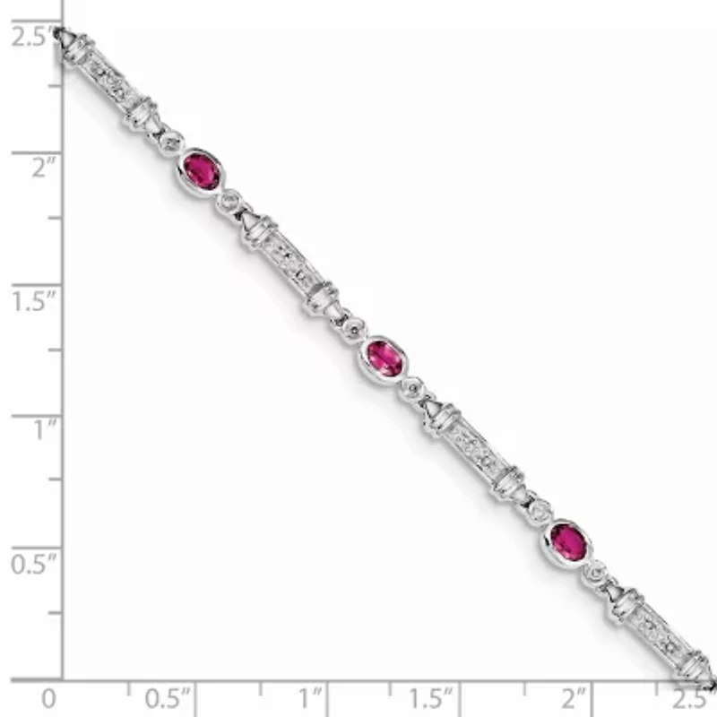 1.01 ct. t.w. Pink Tourmaline and 0.07 ct. t.w. Diamond Bracelet in Rhodium-plated Sterling Silver