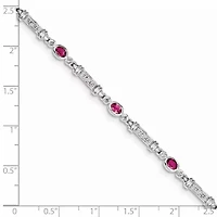 1.01 ct. t.w. Pink Tourmaline and 0.07 ct. t.w. Diamond Bracelet in Rhodium-plated Sterling Silver