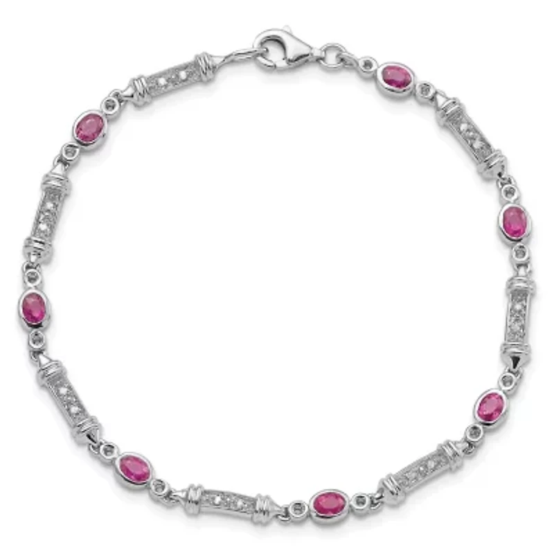 1.01 ct. t.w. Pink Tourmaline and 0.07 ct. t.w. Diamond Bracelet in Rhodium-plated Sterling Silver
