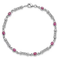 1.01 ct. t.w. Pink Tourmaline and 0.07 ct. t.w. Diamond Bracelet in Rhodium-plated Sterling Silver
