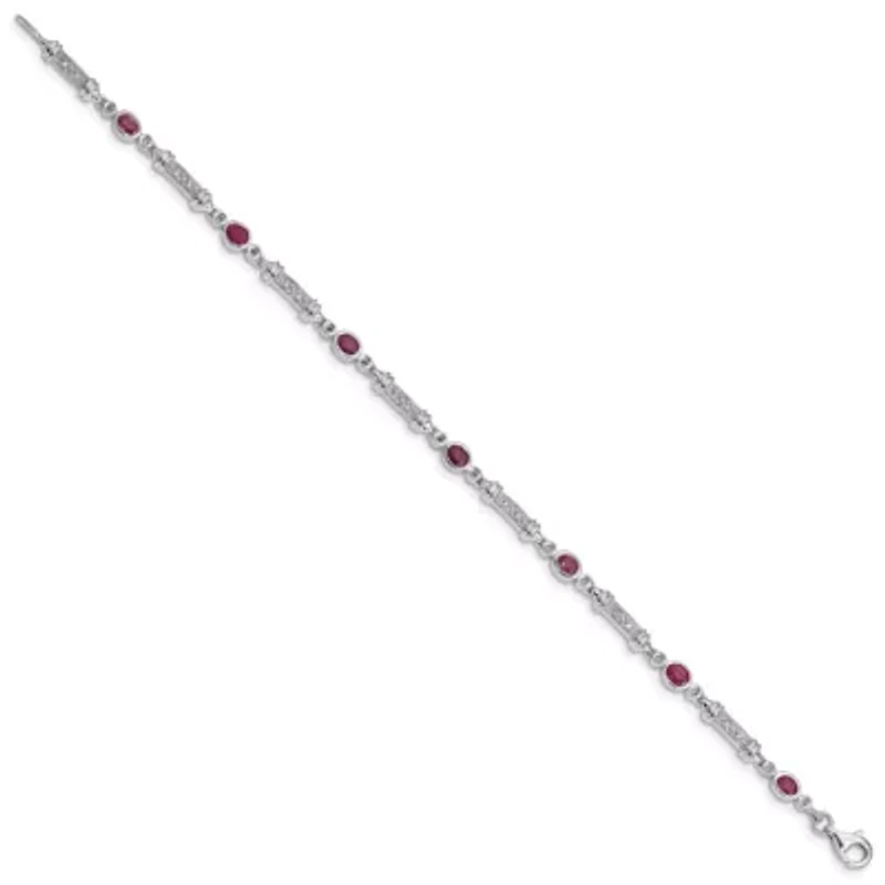 1.59 ct. t.w. Composite Ruby and 0.07 ct. t.w. Diamond Bracelet in Rhodium-plated Sterling Silver