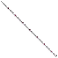 1.59 ct. t.w. Composite Ruby and 0.07 ct. t.w. Diamond Bracelet in Rhodium-plated Sterling Silver