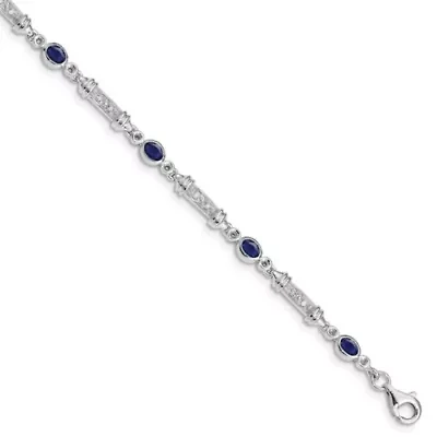 1.59 ct. t.w. Sapphire and 0.07 ct. t.w. Diamond Bracelet in Rhodium-plated Sterling Silver