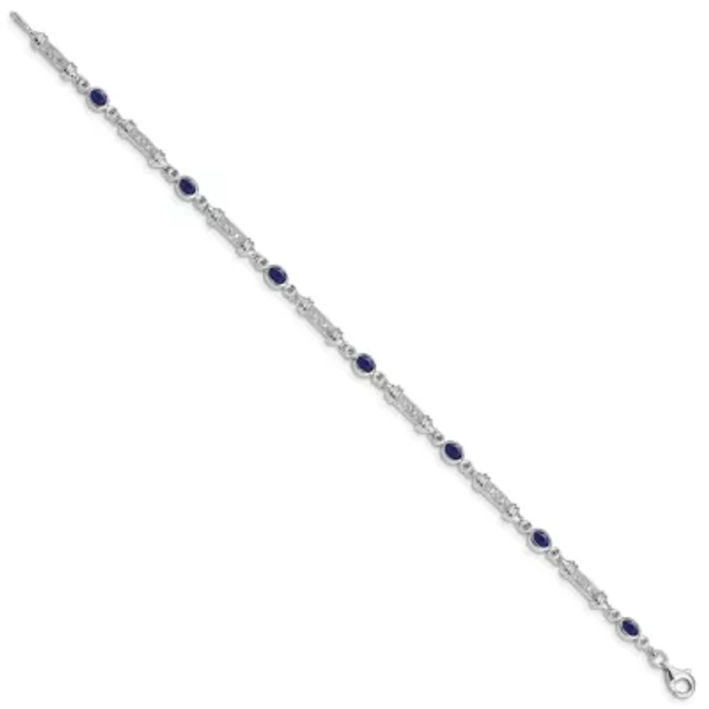 1.59 ct. t.w. Sapphire and 0.07 ct. t.w. Diamond Bracelet in Rhodium-plated Sterling Silver