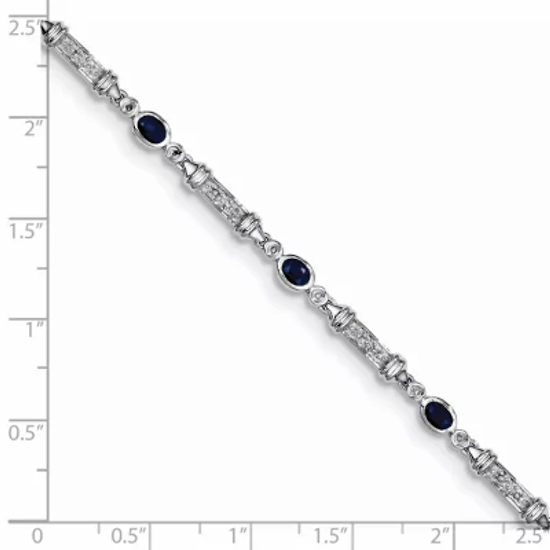 1.59 ct. t.w. Sapphire and 0.07 ct. t.w. Diamond Bracelet in Rhodium-plated Sterling Silver