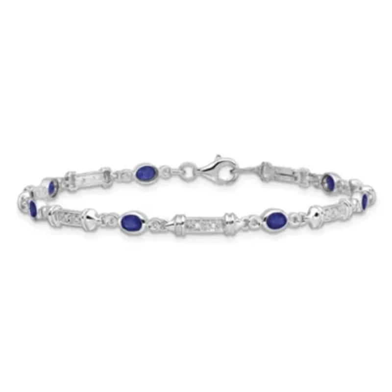 1.59 ct. t.w. Sapphire and 0.07 ct. t.w. Diamond Bracelet in Rhodium-plated Sterling Silver