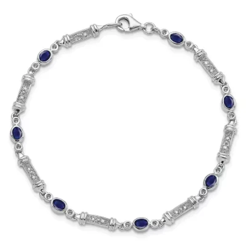 1.59 ct. t.w. Sapphire and 0.07 ct. t.w. Diamond Bracelet in Rhodium-plated Sterling Silver