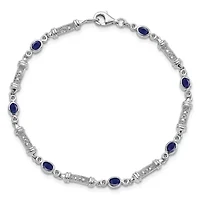 1.59 ct. t.w. Sapphire and 0.07 ct. t.w. Diamond Bracelet in Rhodium-plated Sterling Silver