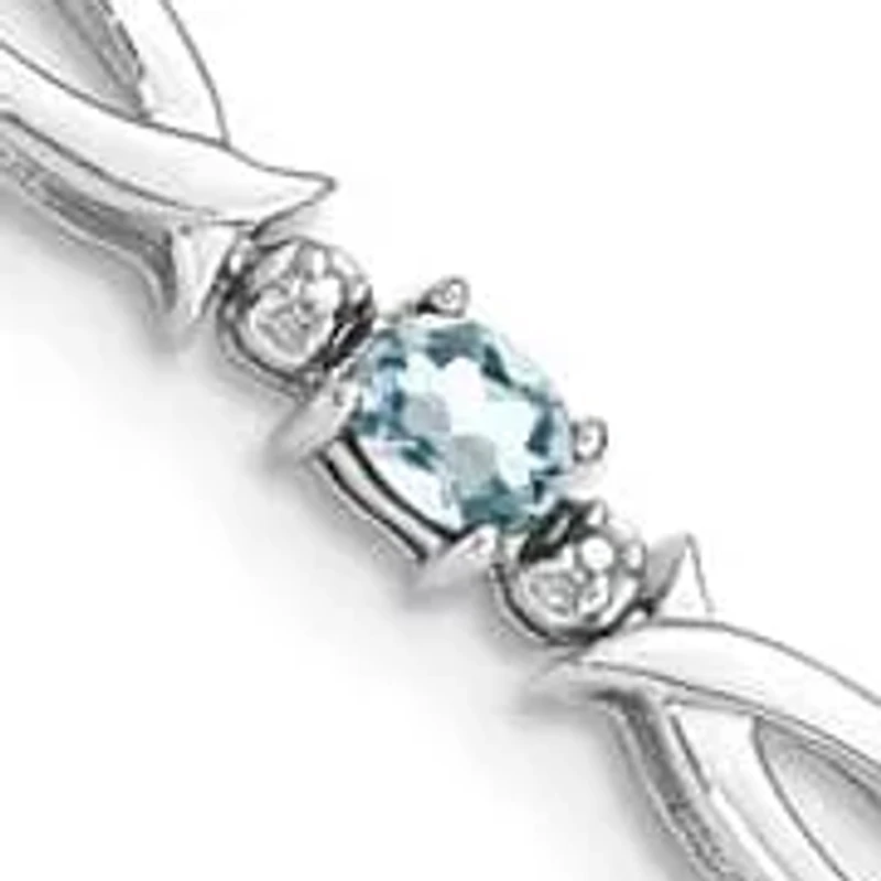 1.3 ct. t.w. Aquamarine and Diamond Accent Bracelet in Rhodium-plated Sterling Silver