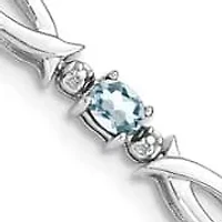 1.3 ct. t.w. Aquamarine and Diamond Accent Bracelet in Rhodium-plated Sterling Silver