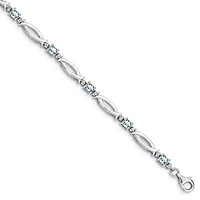 1.3 ct. t.w. Aquamarine and Diamond Accent Bracelet in Rhodium-plated Sterling Silver