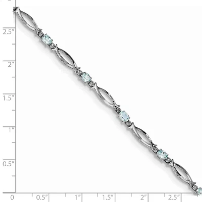 1.3 ct. t.w. Aquamarine and Diamond Accent Bracelet in Rhodium-plated Sterling Silver