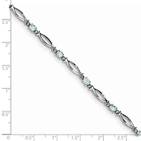 1.3 ct. t.w. Aquamarine and Diamond Accent Bracelet in Rhodium-plated Sterling Silver