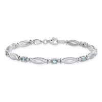 1.3 ct. t.w. Aquamarine and Diamond Accent Bracelet in Rhodium-plated Sterling Silver
