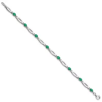 1.288 ct. t.w. Emerald and 0.01 ct. t.w. Diamond Bracelet in Rhodium-plated Sterling Silver