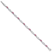1.16 ct. t.w. Pink Tourmaline and 0.01 ct. t.w. Diamond Bracelet in Rhodium-plated Sterling Silver