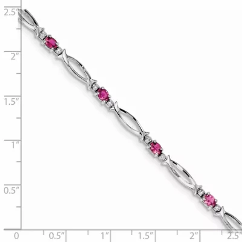 1.16 ct. t.w. Pink Tourmaline and 0.01 ct. t.w. Diamond Bracelet in Rhodium-plated Sterling Silver