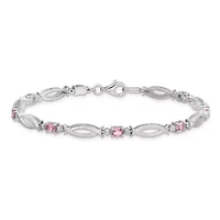 1.16 ct. t.w. Pink Tourmaline and 0.01 ct. t.w. Diamond Bracelet in Rhodium-plated Sterling Silver