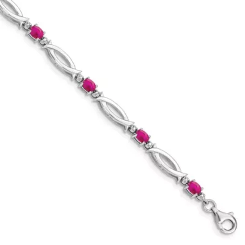 1.81 ct. t.w. Composite Ruby and 0.01 ct. t.w. Diamond Bracelet in Rhodium-plated Sterling Silver
