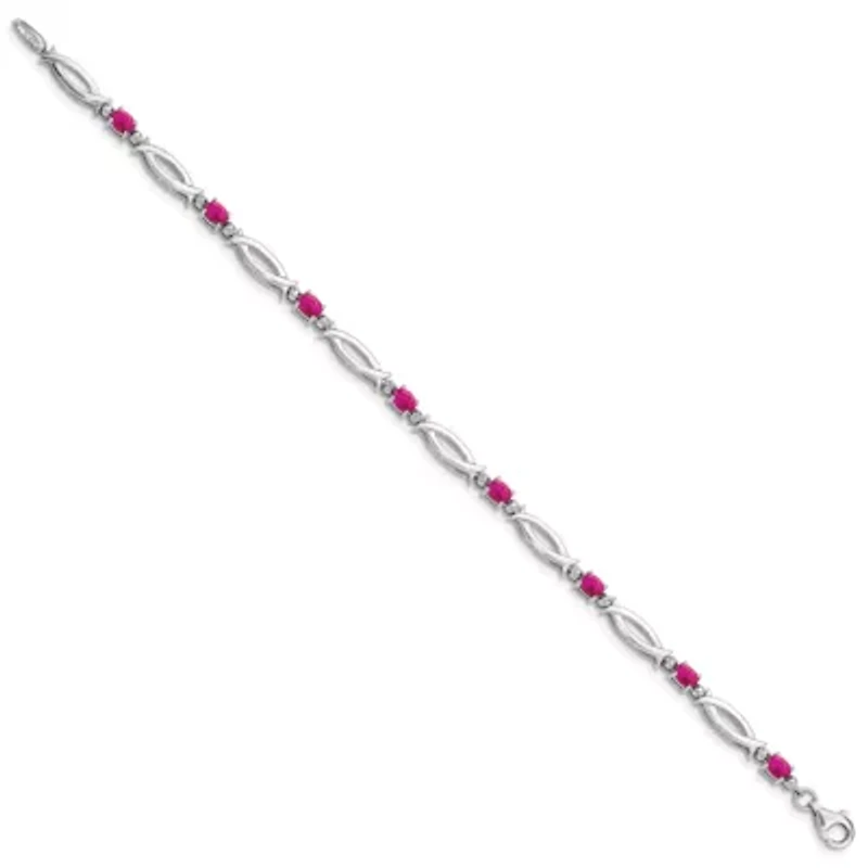 1.81 ct. t.w. Composite Ruby and 0.01 ct. t.w. Diamond Bracelet in Rhodium-plated Sterling Silver