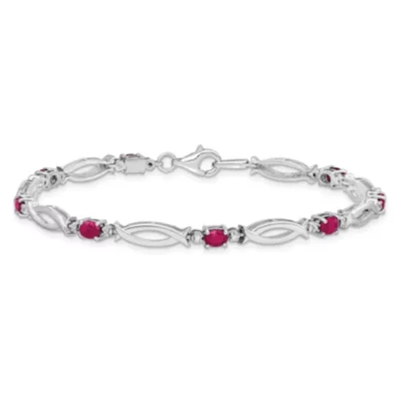 1.81 ct. t.w. Composite Ruby and 0.01 ct. t.w. Diamond Bracelet in Rhodium-plated Sterling Silver