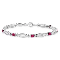 1.81 ct. t.w. Composite Ruby and 0.01 ct. t.w. Diamond Bracelet in Rhodium-plated Sterling Silver