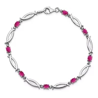 1.81 ct. t.w. Composite Ruby and 0.01 ct. t.w. Diamond Bracelet in Rhodium-plated Sterling Silver
